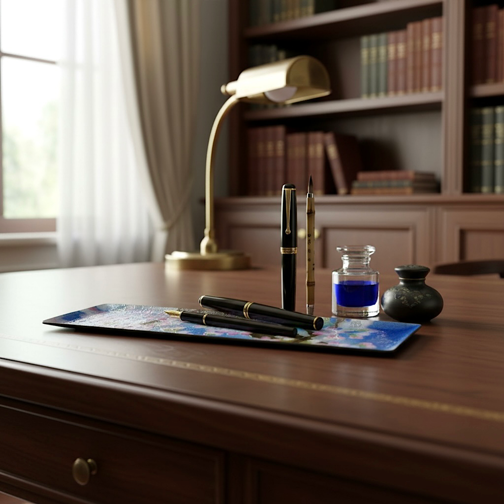 【七宝焼き】創作七宝 122-18「ペン皿（小）新桜」