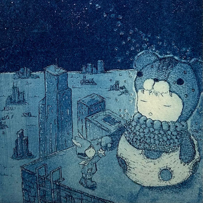 【オリジナル銅版画】前田 勝弘（Katsuhiro MAEDA）「ミカヅキかがやくそのヨルにツキのワーグマはやってくる（ed. 2/10）」