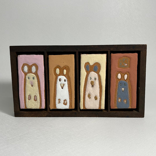 【絵画】杉山 佳（Kei SUGIYAMA）「ねずみ、四匹」