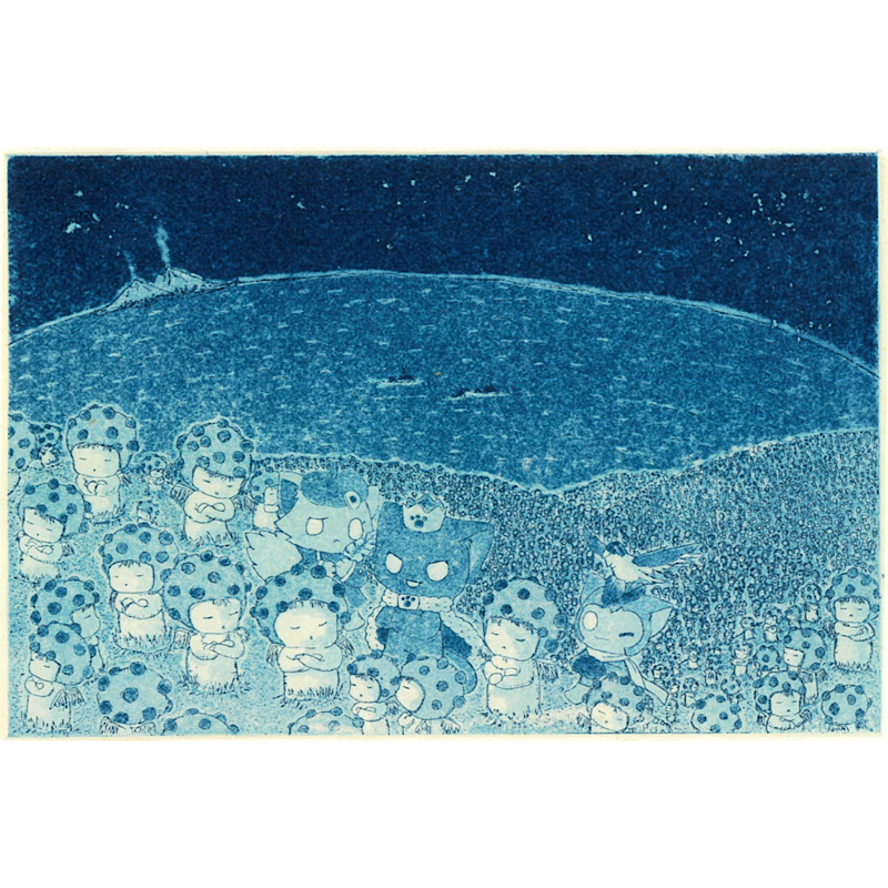 【オリジナル銅版画】前田 勝弘(Katsuhiro MAEDA）「コセイをハッキしようとドリョクしているヒトたち with 九藏, 小滴, 伊拉（ed. 10/10）」