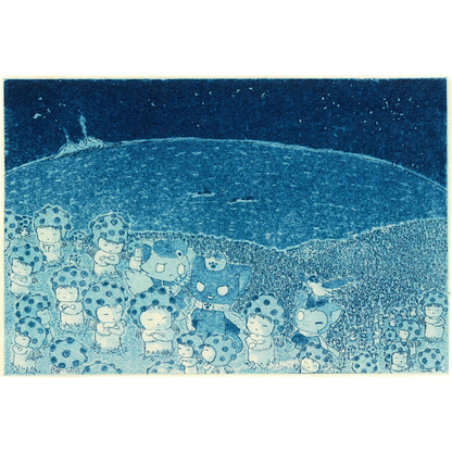 【オリジナル銅版画】前田 勝弘(Katsuhiro MAEDA）「コセイをハッキしようとドリョクしているヒトたち with 九藏, 小滴, 伊拉（ed. 10/10）」